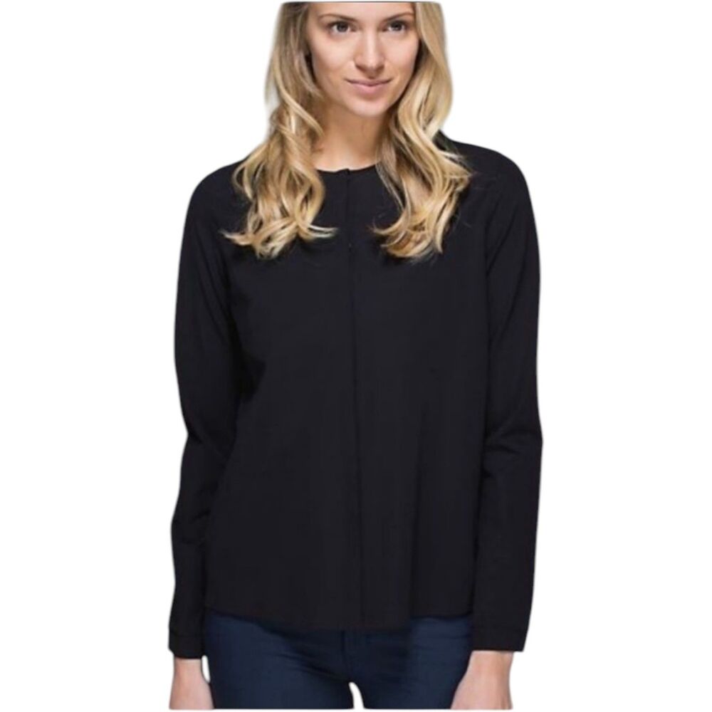 Lululemon Solo Travel Black Long Sleeve Button Down Shirt Women’s 6